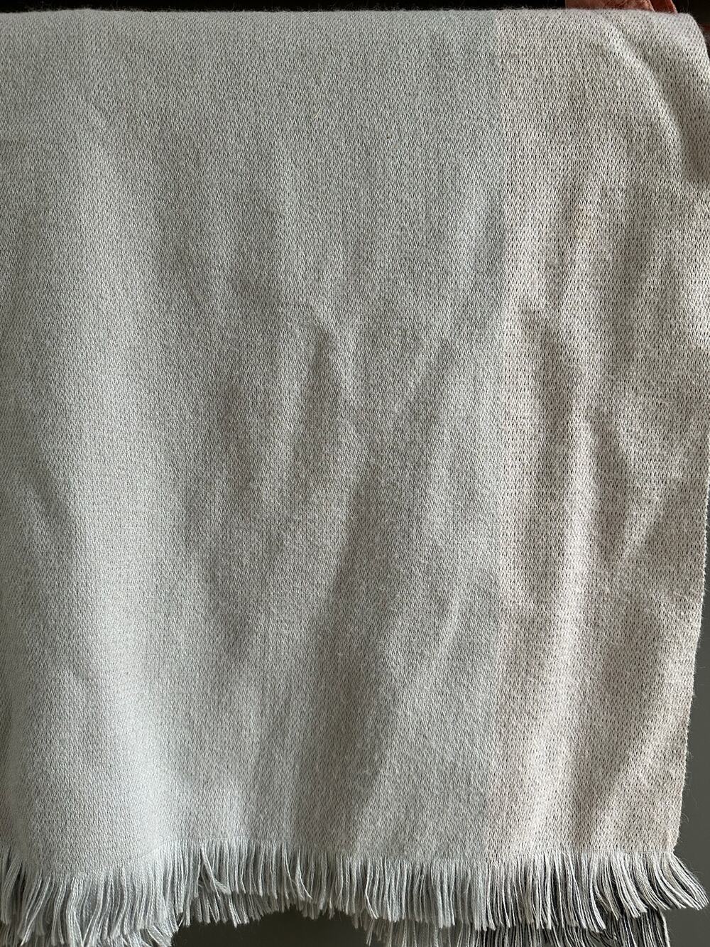 Shupaca alpaca blend throw blanket gray fringed 50x72”